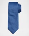 Isaia Men's Micro-geometric Silk Tie In Blue