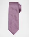 Isaia Men's Micro-geometric Silk Tie In Pink