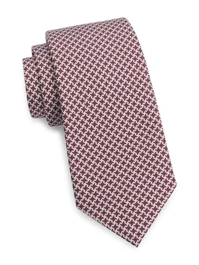 Isaia Men's Micro Houndstooth Silk Tie In Brown