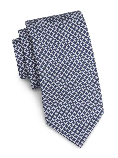 Isaia Men's Micro Houndstooth Silk Tie In Multi