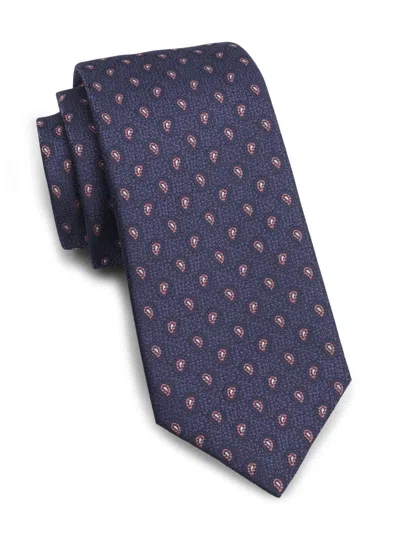 Isaia Men's Micro Paisley Silk Tie In Blue