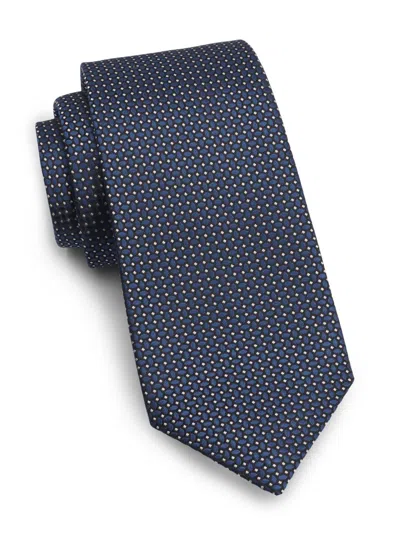 Isaia Men's Pin Dot Oval Silk Tie In Blue