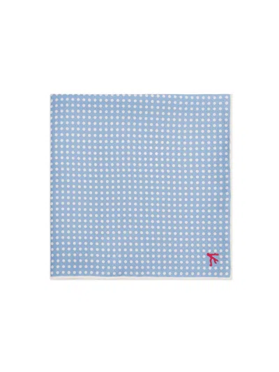 Isaia Men's Pin Dot Silk Pocket Square In Blue