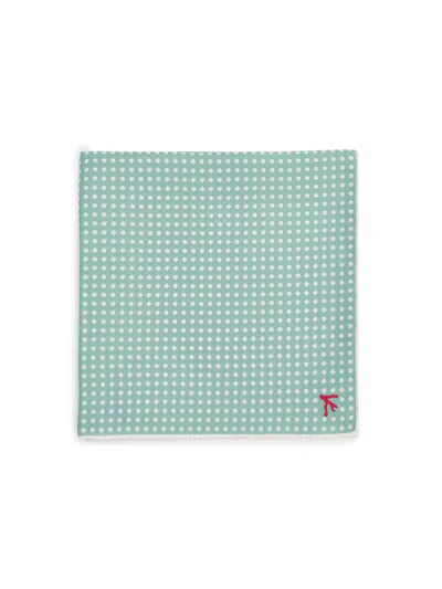 Isaia Men's Pin Dot Silk Pocket Square In Green