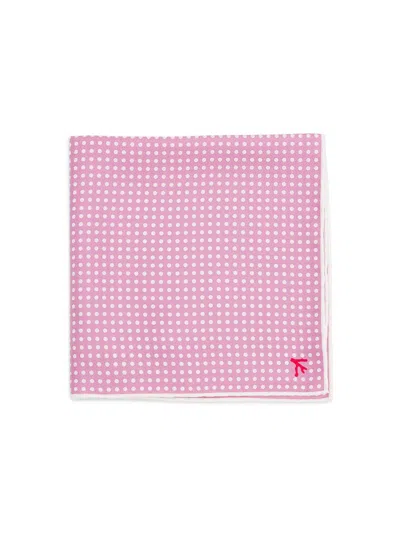 Isaia Men's Pin Dot Silk Pocket Square In Pink