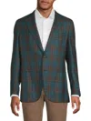 Isaia Men's Plaid Cashmere & Silk Sportcoat In Blue Multi
