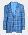 Isaia Men's Plaid Sport Coat In Bright Blu