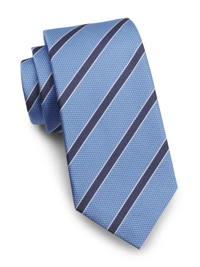 Isaia Men's Repp Stripe Silk Tie In Blue