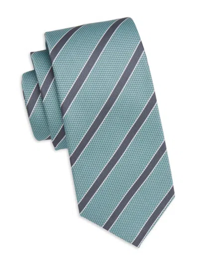 Isaia Men's Repp Stripe Silk Tie In Green