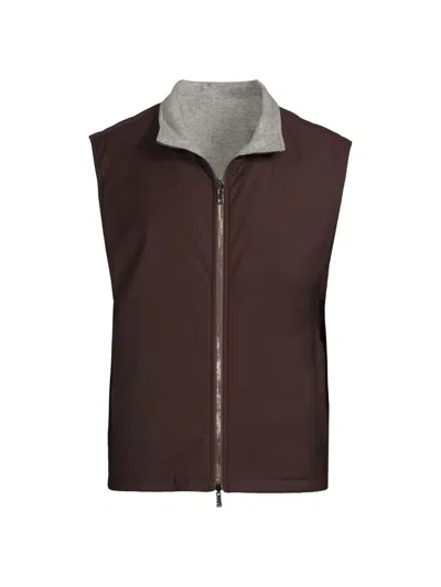 Isaia Men's Reversible Wool-blend Vest In Brown