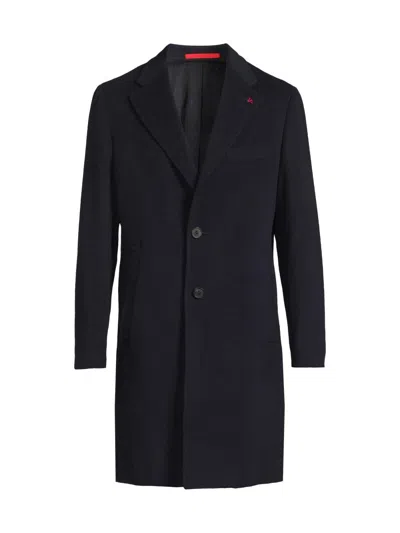 Isaia Men's Ross Camel Hair Overcoat In Blue