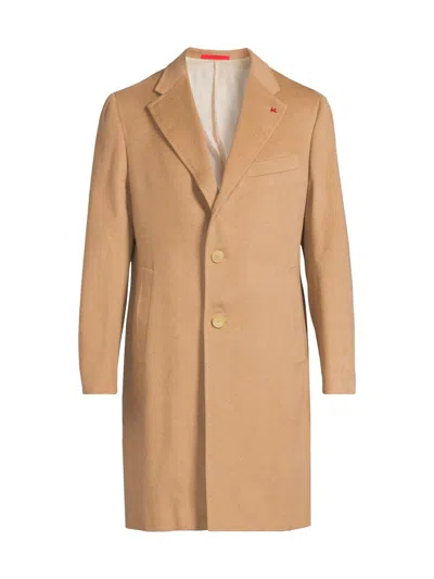 Isaia Men's Ross Camel Hair Overcoat In Nude