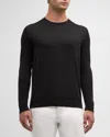 Isaia Men's Silk Crewneck Sweater In Black