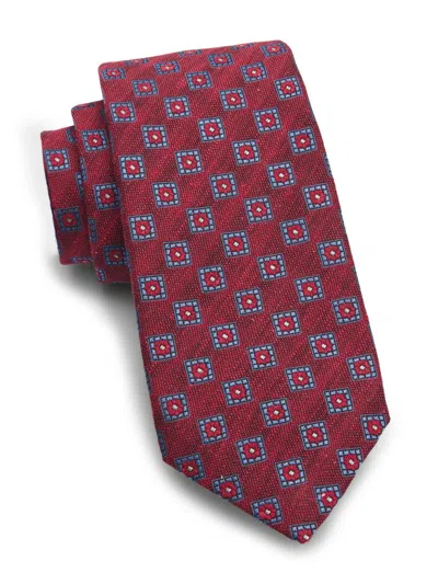 Isaia Men's Square Frame Silk Tie In Burgundy