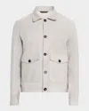 Isaia Men's Suede Button-front Blouson In Light Grey