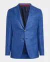 Isaia Men's Textured Wool-blend Blazer In Bright Blu