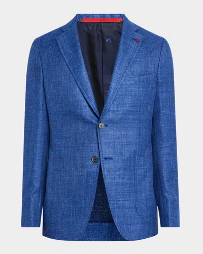 Isaia Men's Textured Wool-blend Blazer In Bright Blu