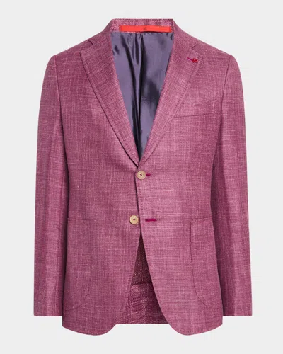 Isaia Men's Textured Wool-blend Blazer In Bright Pur