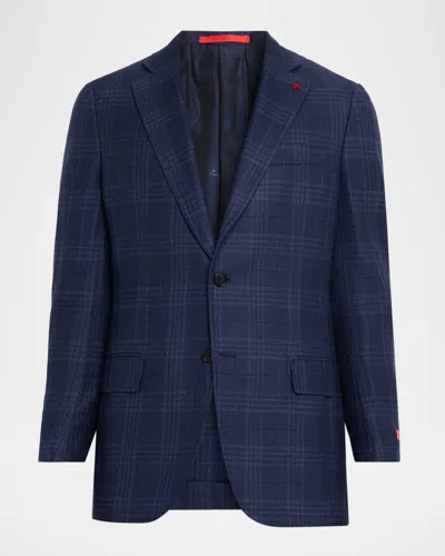 Isaia Men's Tonal Plaid Single-breasted Sport Coat In Blue