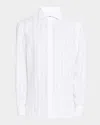 Isaia Men's Tonal Stripe Sport Shirt In White