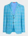 Isaia Men's Windowpane Sport Coat In Bright Blu