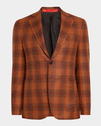 Isaia Men's Wool And Cashmere Plaid Sport Coat In Brown