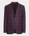 Isaia Men's Wool And Silk Plaid Single-breasted Sport Coat In Purple