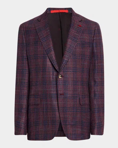 Isaia Men's Wool And Silk Plaid Single-breasted Sport Coat In Purple