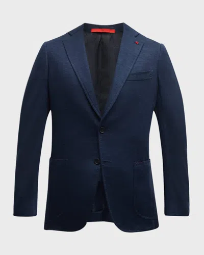 Isaia Men's Wool-blend Jersey Blazer In Dark Blue