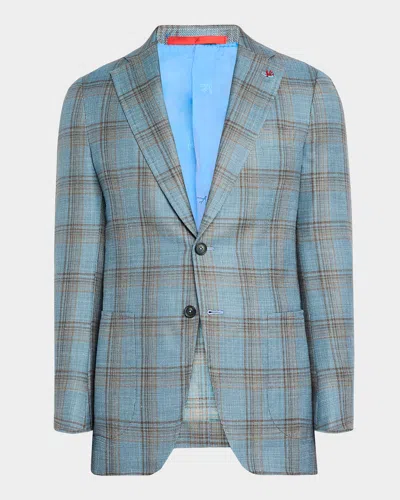 Isaia Men's Wool-blend Plaid Sport Coat In Blue