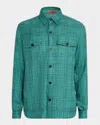 Isaia Men's Wool, Cotton, And Linen Check Overshirt In Bright Gre