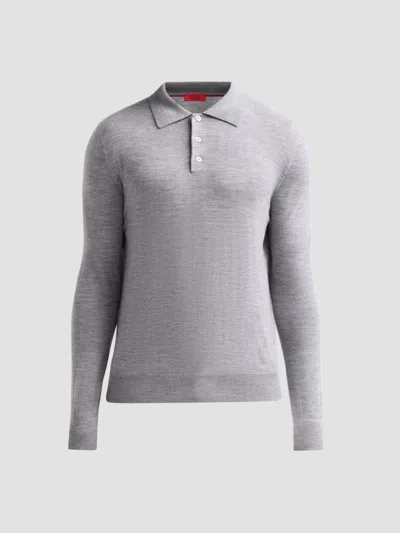 Isaia Men's Wool Polo Sweater In Gray