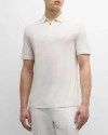 Isaia Men's Wool Quarter-zip Polo Shirt In Open White