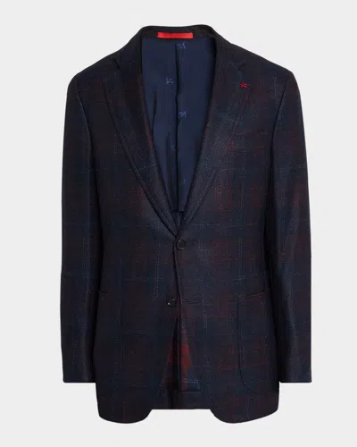 Isaia Men's Wool, Silk, And Cashmere Plaid Sport Coat In Blue