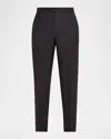 Isaia Men's Wool Twill Side-tab Trousers In Black
