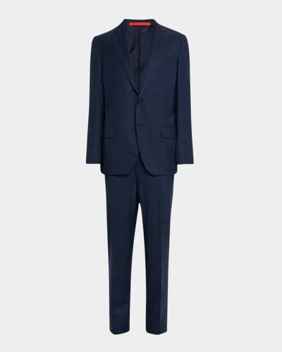 Isaia Men's Wool Windowpane Plaid Two-piece Suit In Blue