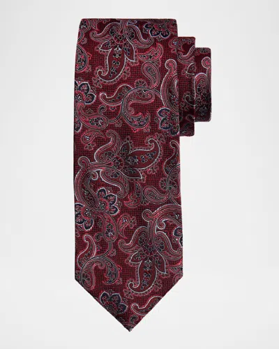 Isaia Men's Woven Paisley Silk Tie In Purple