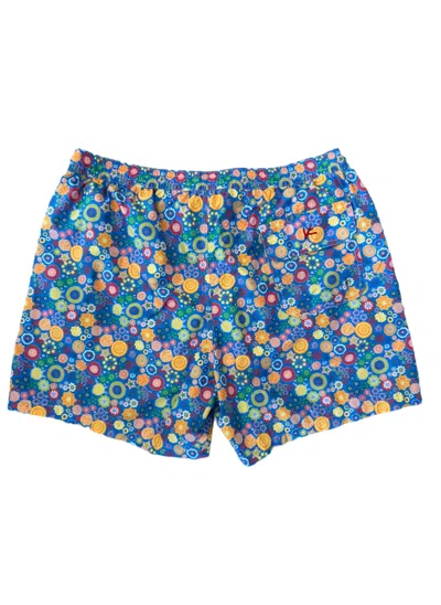 Isaia Mens Blue Orange Pink Green Multicolored Abstract Patterned Swim Trunk