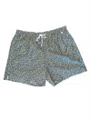 Isaia Mens Green Shell Star Pattern Swim Trunk In Green