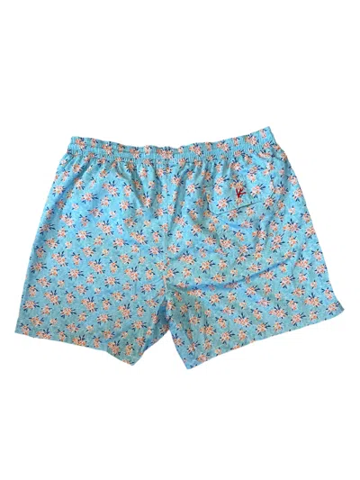Isaia Mens Light Blue Floral Swim Trunks In Multi