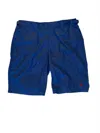 Isaia Mens Solid Navy Blue Waist Strap Swim Trunk In Blue