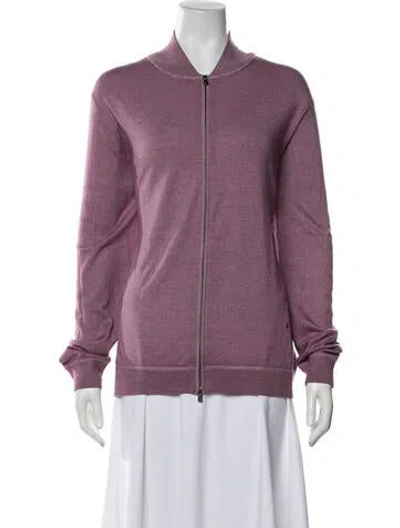 Pre-owned Isaia Merino Wool Bomber Jacket In Purple