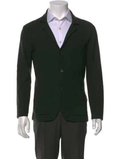 Pre-owned Isaia Merino Wool Collar Cardigan In Green