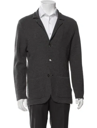 Pre-owned Isaia Merino Wool Open Front Cardigan In Gray