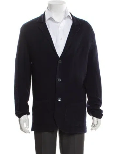 Pre-owned Isaia Merino Wool Peacoat In Blue