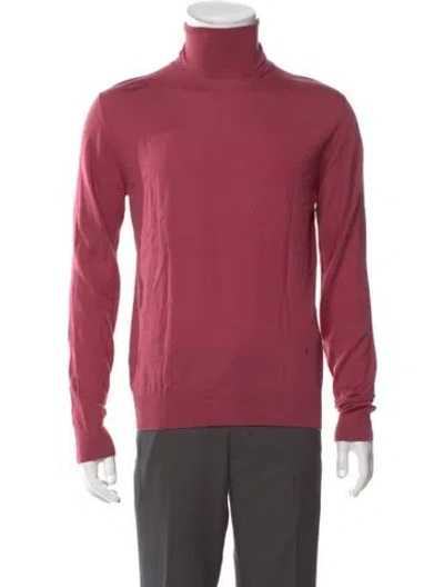 Pre-owned Isaia Merino Wool Turtleneck Pullover In Pink
