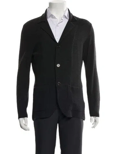 Pre-owned Isaia Merino Wool V-neck Cardigan In Black