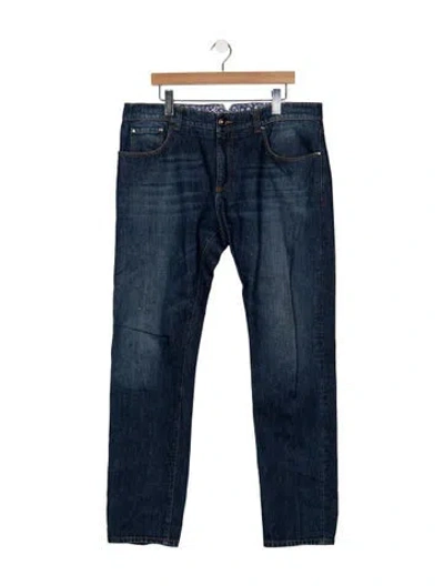Pre-owned Isaia Mid-rise Straight Leg Jeans In Blue