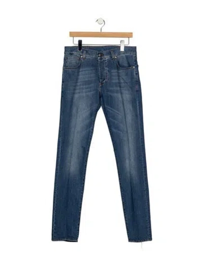 Pre-owned Isaia Mid-rise Straight Leg Jeans In Blue