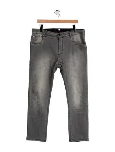 Pre-owned Isaia Mid-rise Straight Leg Jeans In Grey